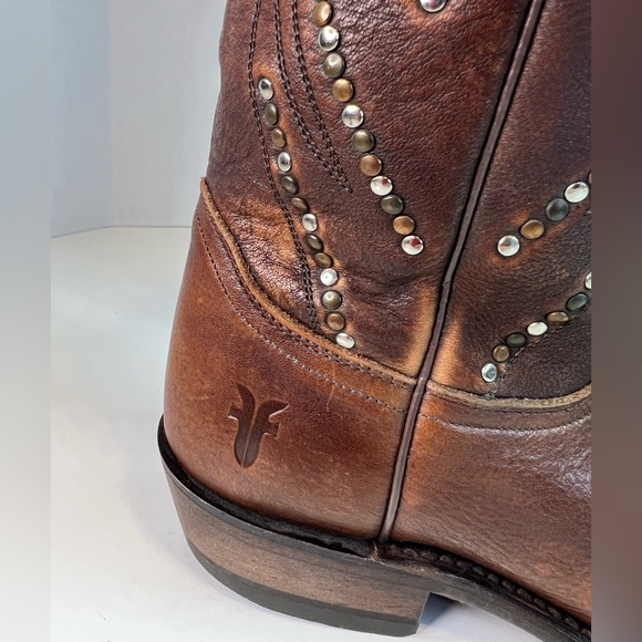 Frye Leather Studded Brown Cowboy Boot, Size 6.5 - Picture 7 of 9